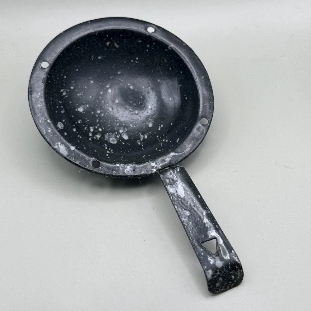 Vintage Black Speckled Enamelware Dipper Ladle Camping Rustic Farmhouse Decor